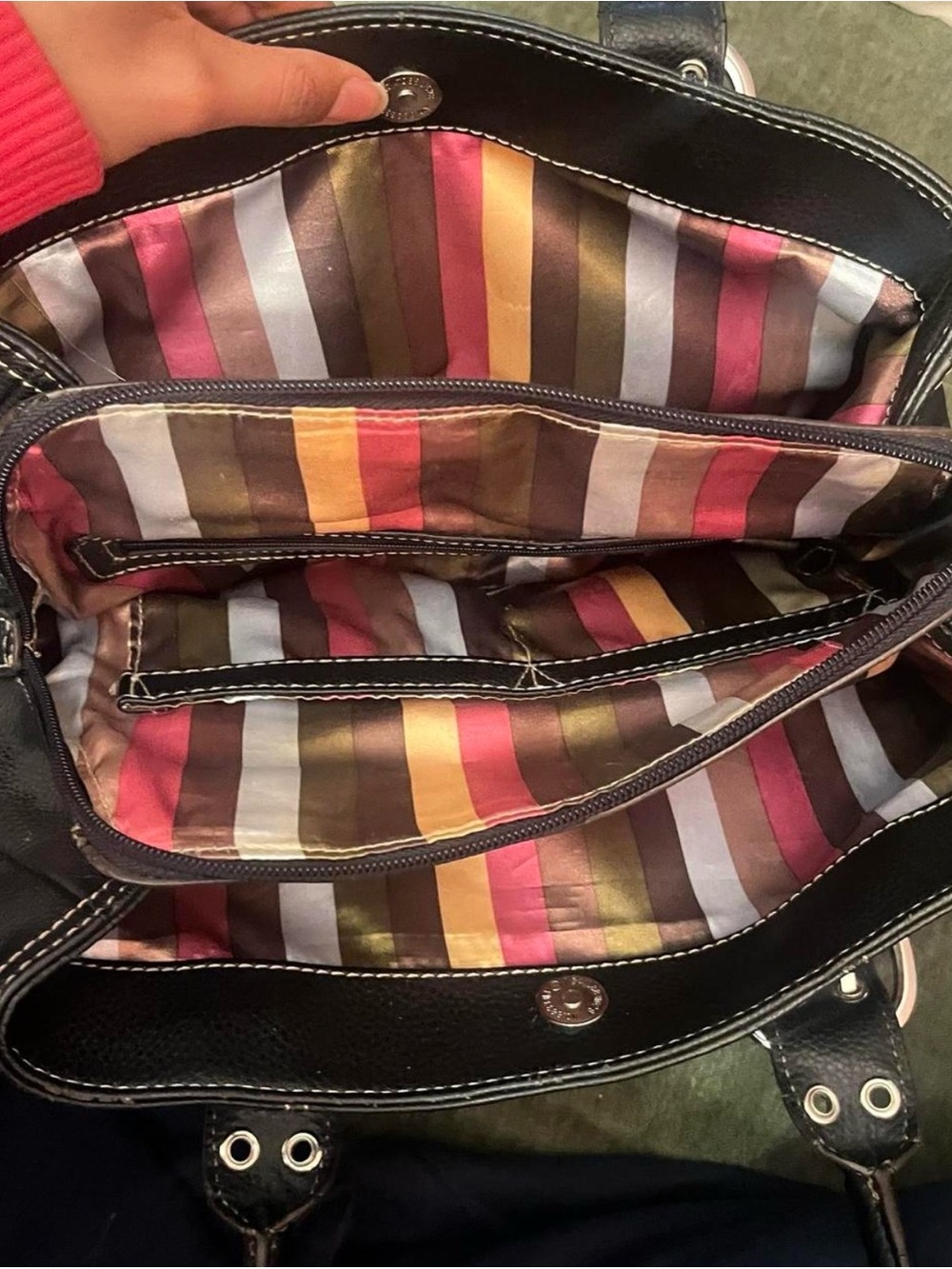 Black Leather-Style Women's Tote Bag with Buckle Accents - Picture 3 of 6
